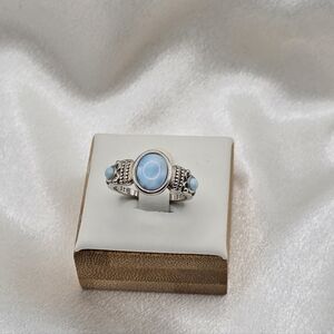 Elegant Sterling Silver Natural Larimar Gemstone Ring